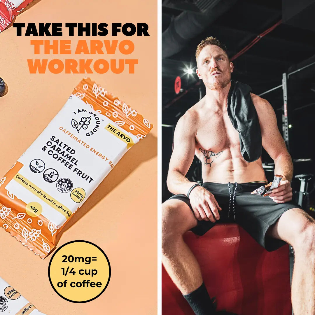 The Arvo, Salted Caramel, Caffeinated Protein Bar Iamgrounded