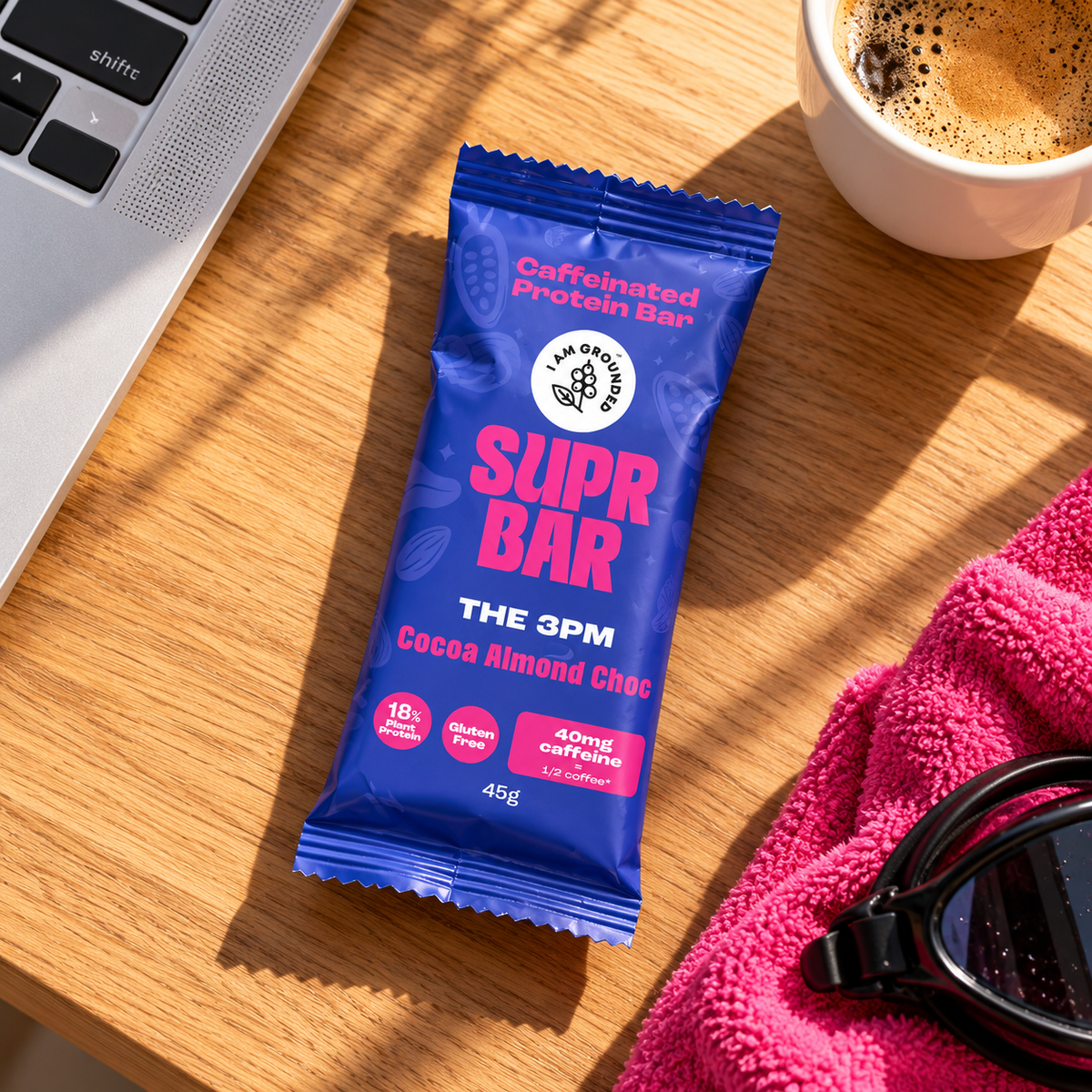 The 3pm, Cocoa & Almond Choc, Caffeinated Protein Bar