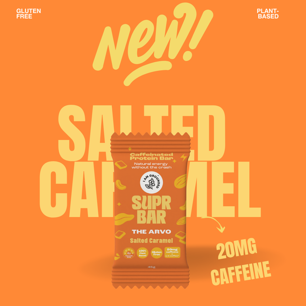 The Arvo, Salted Caramel, Caffeinated Protein Bar Iamgrounded