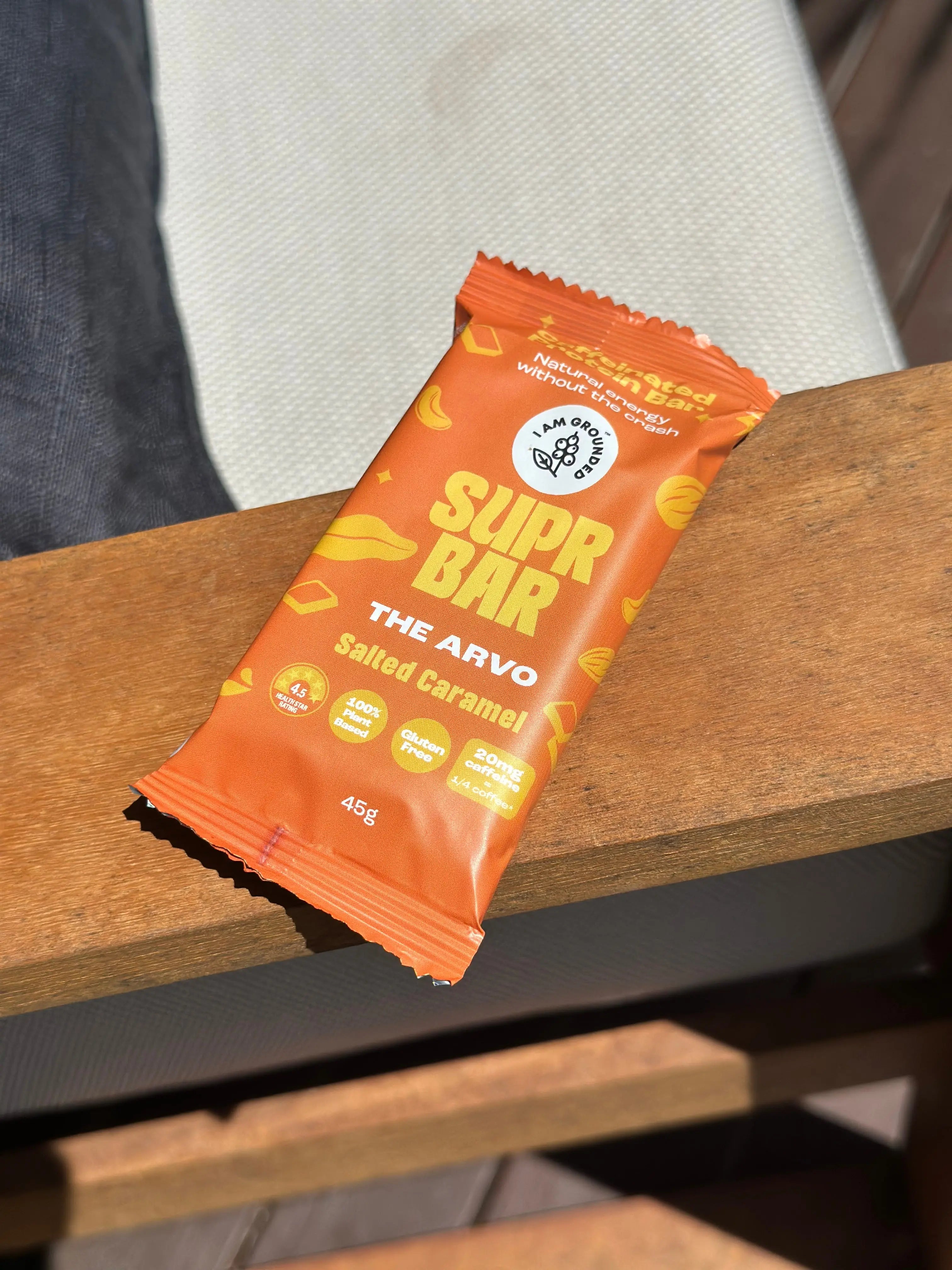 The Arvo, Salted Caramel, Caffeinated Protein Bar Iamgrounded