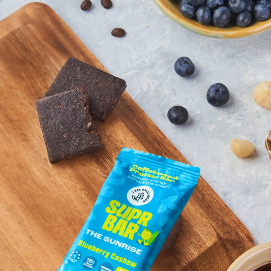 The Sunrise, Blueberry & Cashew, Caffeinated Protein Bar Iamgrounded