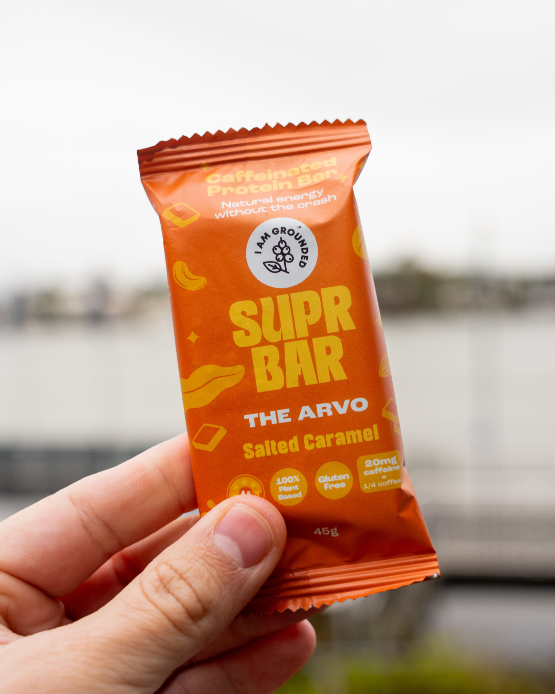 The Arvo, Salted Caramel, Caffeinated Protein Bar Iamgrounded