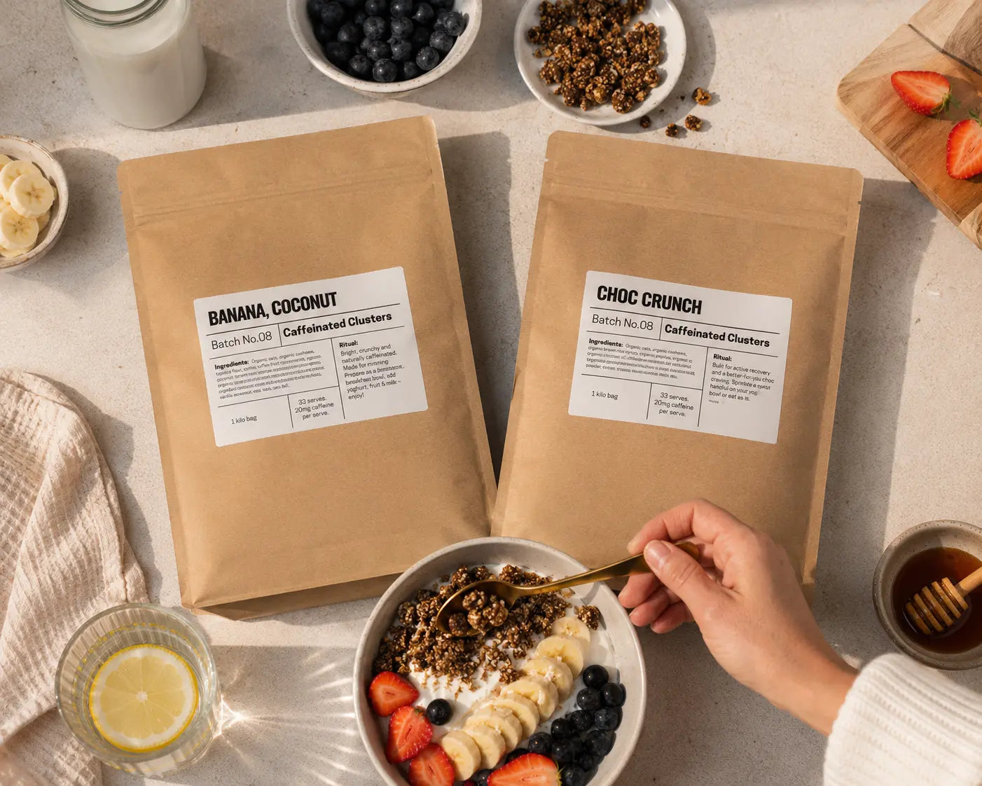 Banana Coconut and Choc Crunch 1kg Pantry Pack kraft bags