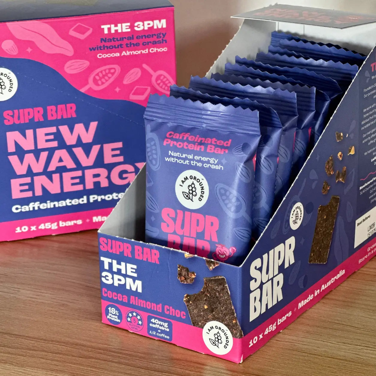 The 3pm, Cocoa & Almond Choc, Caffeinated Protein Bar